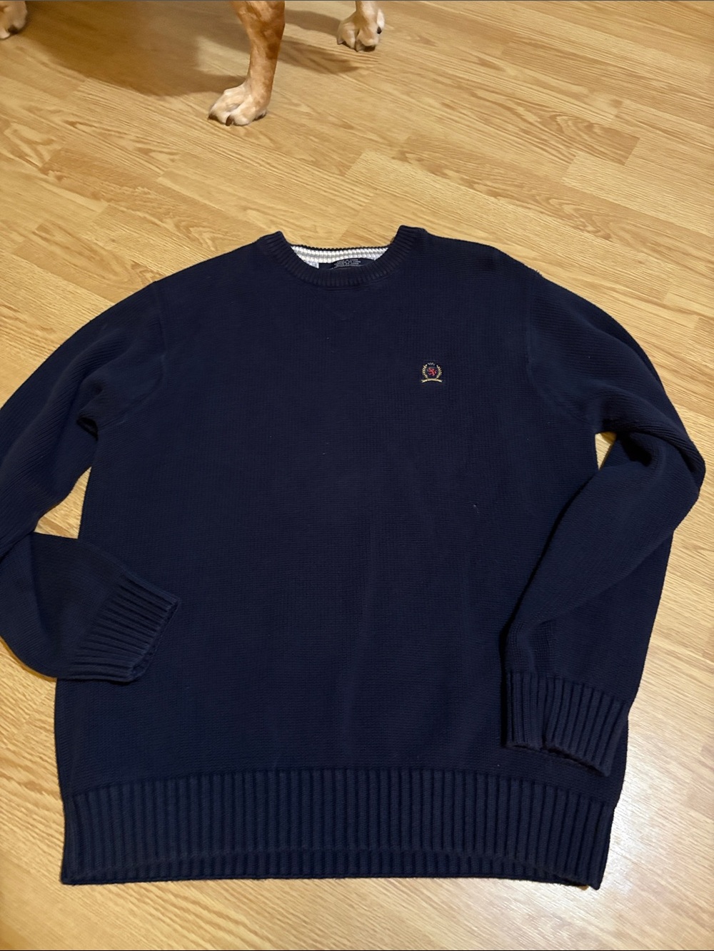 Tommy Hilfiger Navy Crewneck Sweater with Embroidered Crest